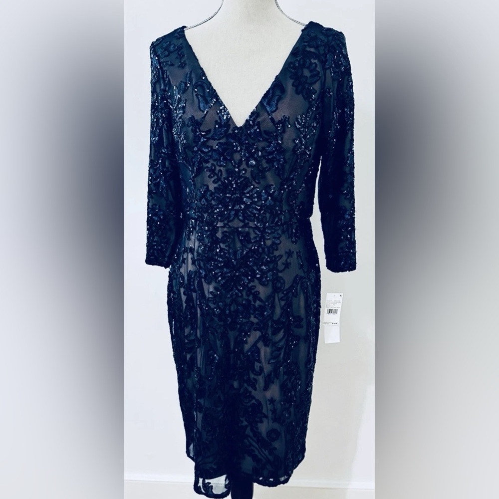 NWT Papell Studio Cocktail Dress 4 Knee Length Embellished Sparkly Wedding Chic